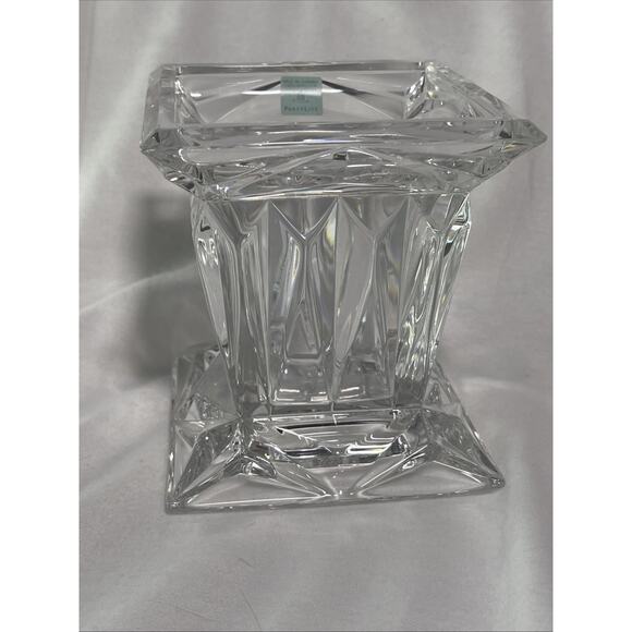 Party Lite~ Quad Prism Small Pedestal 5" Candle Holder 24% Lead Crystal - Picture 1 of 7